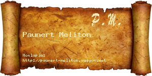 Paunert Meliton névjegykártya